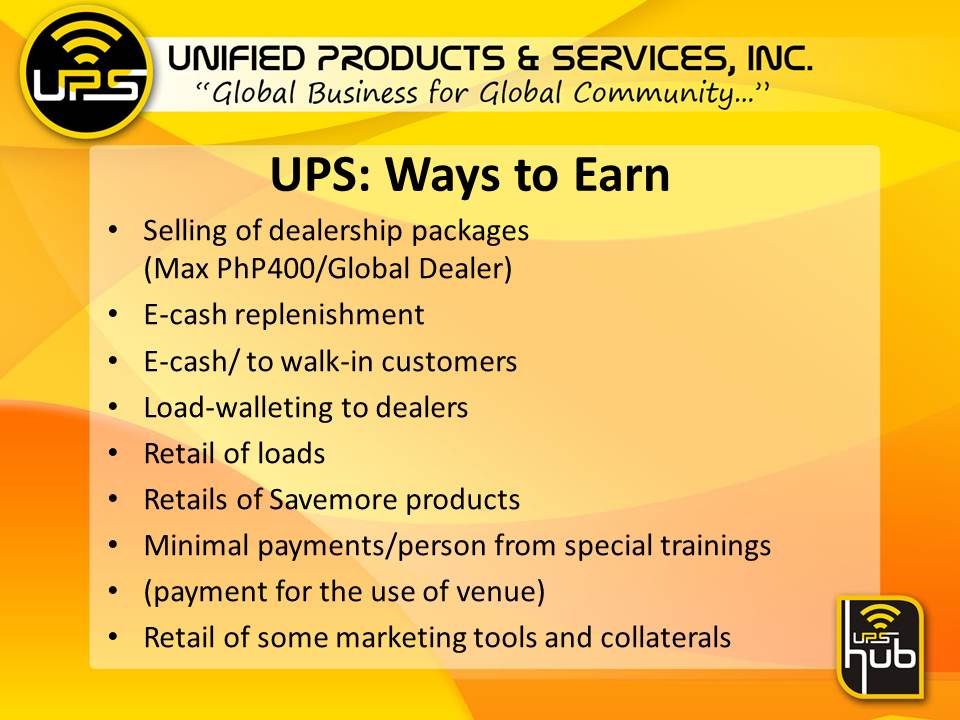 unified products and services Cebu Home Based Negosyo business online franchise Philippines ups upsxpress